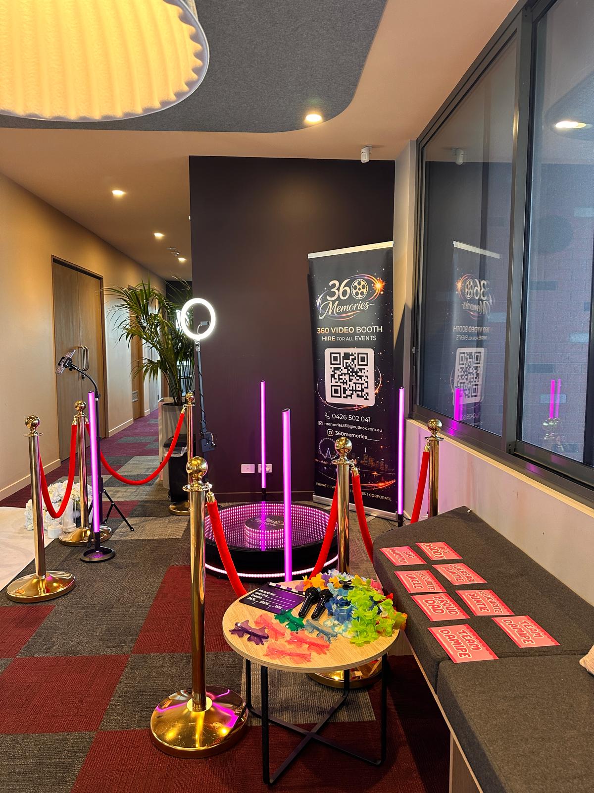 360 booth setup in a hotel corridor